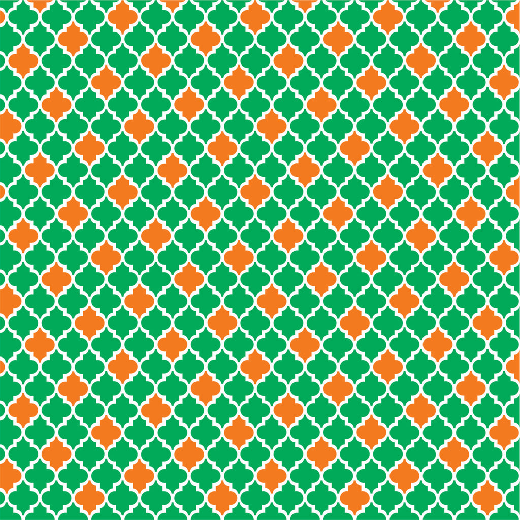 Green and orange quatrefoil craft vinyl - HTV -  Adhesive Vinyl -  quartrefoil pattern HTV1447