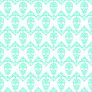 Aqua and white floral skull pattern craft vinyl sheet - HTV -  Adhesive Vinyl -  Halloween pattern HTV807 - Breeze Crafts