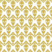 Gold and white floral skull pattern craft non-metallic vinyl sheet - HTV -  Adhesive Vinyl -  Halloween pattern HTV822 - Breeze Crafts