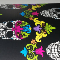 Black multicolor and white floral skull gradient pattern craft  vinyl sheet - HTV -  Adhesive Vinyl -  Halloween pattern HTV827 - Breeze Crafts