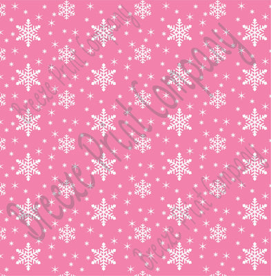 Pink snowflake craft  vinyl sheet - HTV -  Adhesive Vinyl -  medium pink winter pattern holiday HTV1311