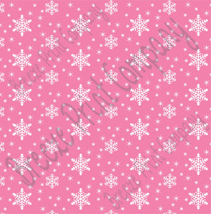 Pink snowflake craft  vinyl sheet - HTV -  Adhesive Vinyl -  medium pink winter pattern holiday HTV1311