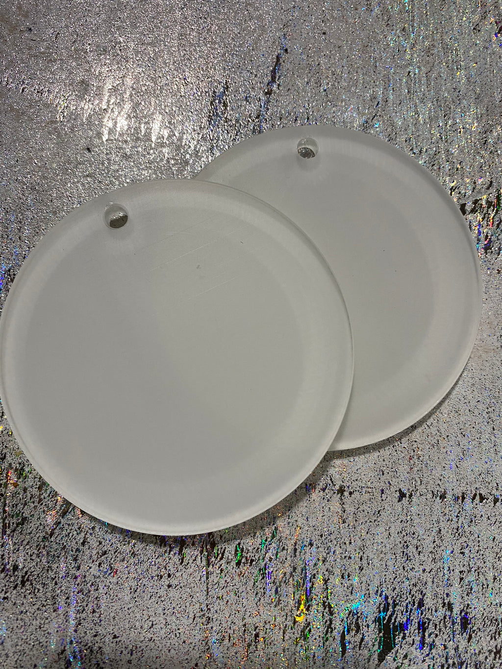 Sublimation Acrylic Blanks, clear round circle discs for keychains, ornaments and more, choose your size, with hole or no hole 1.5"-10" sizing Media 1 of 3