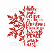 red glitter snowflake christmas sublimation design
