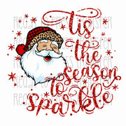 tis the season to sparkle santa claus sublimation transfer