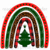 boho christmas rainbow sublimation transfer, christmas tree,, leopard print, buffalo plaid, red and green