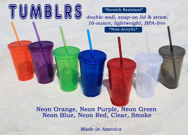 4 Blank Plastic Cups Tumbler with Lids and Straw, 16 Oz  Transparent/Translucent