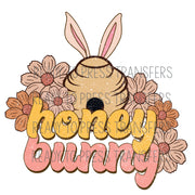 honey bunny direct to film transfer - flowers, rabbit ears, beehive
