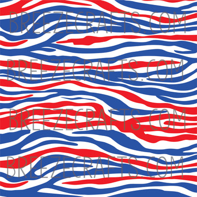 Red White and Blue Zebra Sublimation Pattern Sheet S1238