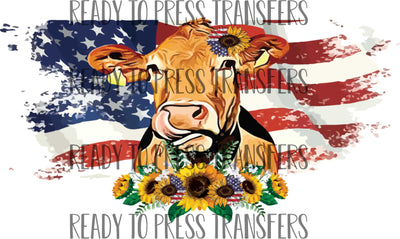 patriotic american cow sublimation transfer
