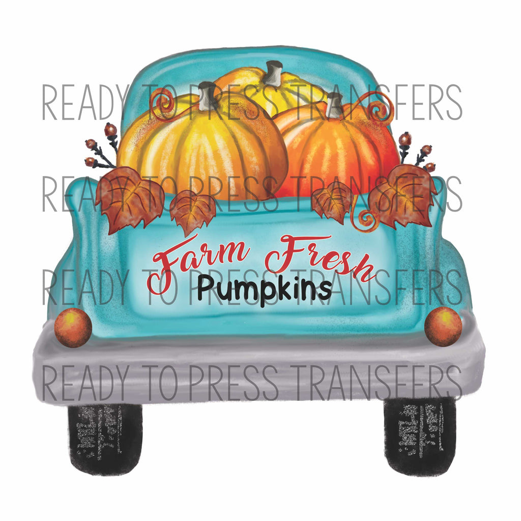 Farm Fresh Pumpkins - Fall Sublimation Transfer - Old Truck - T216