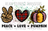 Peace Love Pumpkin Sublimation Transfer - T213