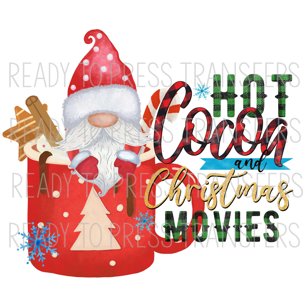 Hot Cocoa and Christmas Movies - Gnome Sublimation Transfer