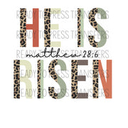 He Is Risen Matthew 28:6 Easter Sublimation Transfer. Ready to press.