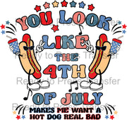 You Look Like the Fourth of July Makes Me Want a Hot Dog - Direct To Film Transfer DTF 254