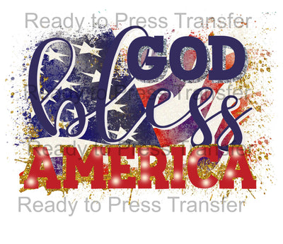 God Bless America Sublimation Transfer - T258