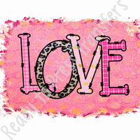 Distressed background with the word Love ready to press sublimation transfers