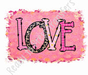 Distressed background with the word Love ready to press sublimation transfers