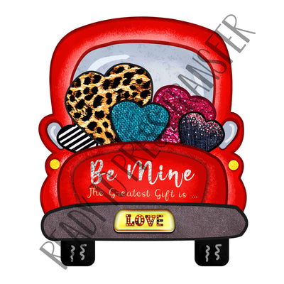 Old Truck with hearts- Valentine's Day Sublimation Transfer T111