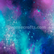 Galaxy pattern vinyl sheet - HTV - Adhesive Vinyl - aqua and purple nebula space pattern  HTV5063