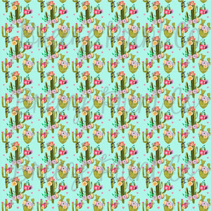 aqua and pink cactus and flower full printed sublimation sheet