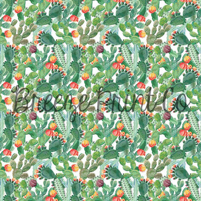 cactus sublimation ready to press full pattern sheet, green cactus design with orange and yellow flowers