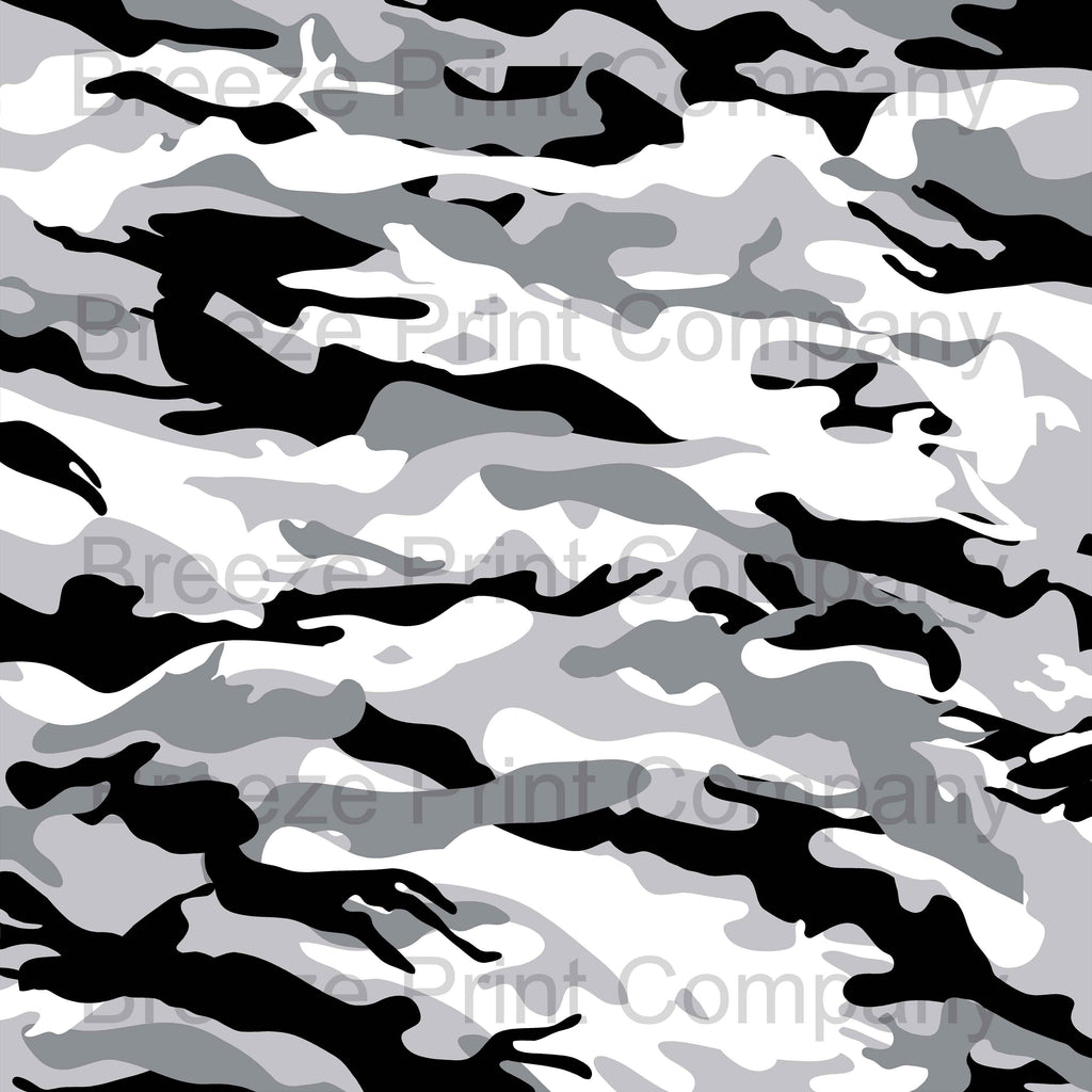 Black grey and white Camouflage craft vinyl - HTV - Adhesive Vinyl - camo army pattern HTV170 - Breeze Crafts