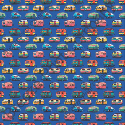 camper sublimation pattern sheets with blue background