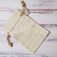 Linen fabric bag with hemp cord 4x6 inch
