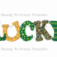Lucky retro shamrock St. Patrick's Day ready to press direct to film transfers.  