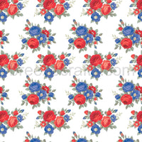 Red and blue rose pattern vinyl - HTV or Adhesive Vinyl - floral with white background - flower patterned vinyl HTV2277