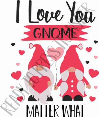 I Love You Gnome Matter What - Valentine's Day Sublimation Transfer T113