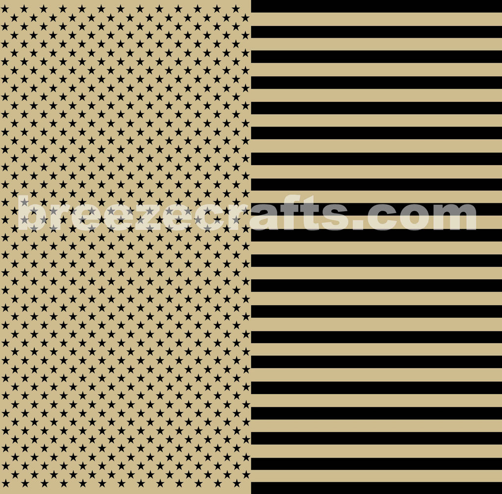 Black and Tan Flag stars and stripes craft vinyl sheet - HTV -  Adhesive Vinyl -  pattern HTV2111