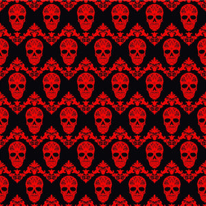 Black and red floral skull pattern craft  vinyl sheet - HTV -  Adhesive Vinyl -  Halloween pattern HTV835 - Breeze Crafts