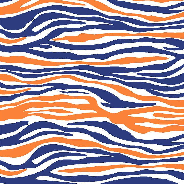 Navy, orange and white zebra print craft  vinyl sheet - HTV -  Adhesive Vinyl -  pattern vinyl HTV1234