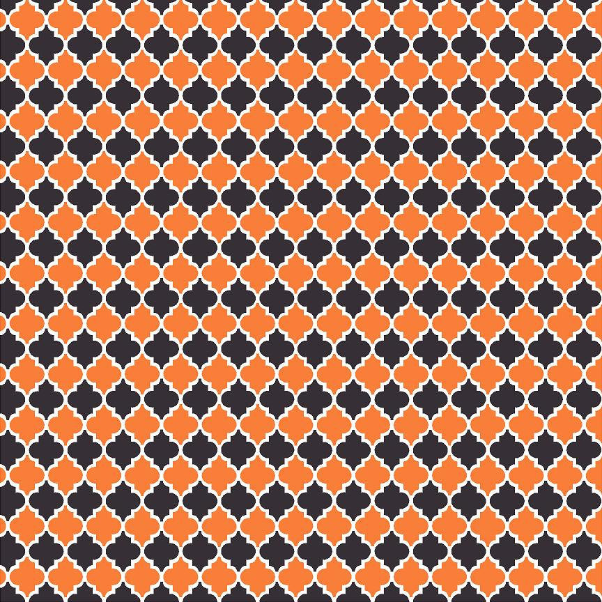 Orange and black quatrefoil pattern vinyl sheet - HTV -  Adhesive Vinyl -  quarterfoil pattern   HTV1460