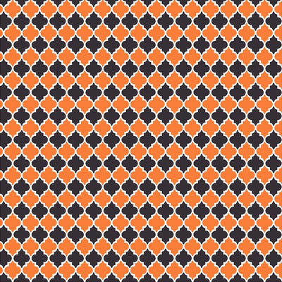 Orange and black quatrefoil pattern vinyl sheet - HTV -  Adhesive Vinyl -  quarterfoil pattern   HTV1460