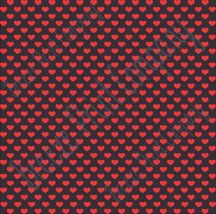 Black with red small heart craft  vinyl sheet - HTV -  Adhesive Vinyl -  Valentine's Day HTV3952 - Breeze Crafts