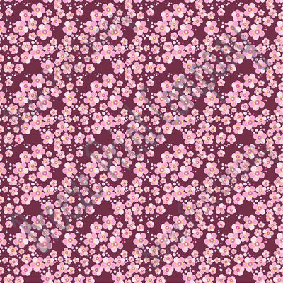 Pink cherry blossom floral with maroon background craft  vinyl sheet - HTV -  Adhesive Vinyl -  flower pattern vinyl spring pattern HTV2247