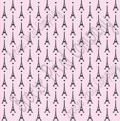 Paris pattern light pink, black and white craft vinyl - HTV -  Adhesive Vinyl -  hearts dots Eiffel Tower Parisian HTV4600