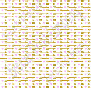 White with light pink heart and gold arrow pattern craft vinyl sheet - HTV -  Adhesive Vinyl -  Valentine's Day HTV3707
