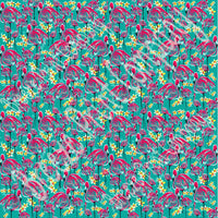 Flamingo Floral pattern - HTV -  Adhesive Vinyl -   Aqua background, hand drawn, inspired beach summer pattern HTV2255 - Breeze Crafts