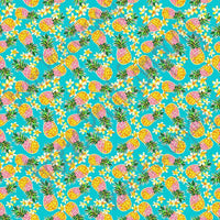 Pineapple flower craft vinyl sheet - HTV -  adhesive vinyl tropical floral pattern vinyl aqua blue background inspired beach pattern HTV2252