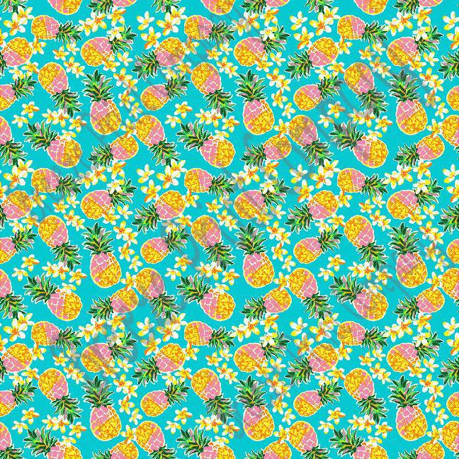 Pineapple flower craft vinyl sheet - HTV -  adhesive vinyl tropical floral pattern vinyl aqua blue background inspired beach pattern HTV2252