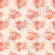 Peach rose floral craft vinyl sheet - HTV -  Adhesive Vinyl -  with light peach background flower pattern vinyl  HTV2235