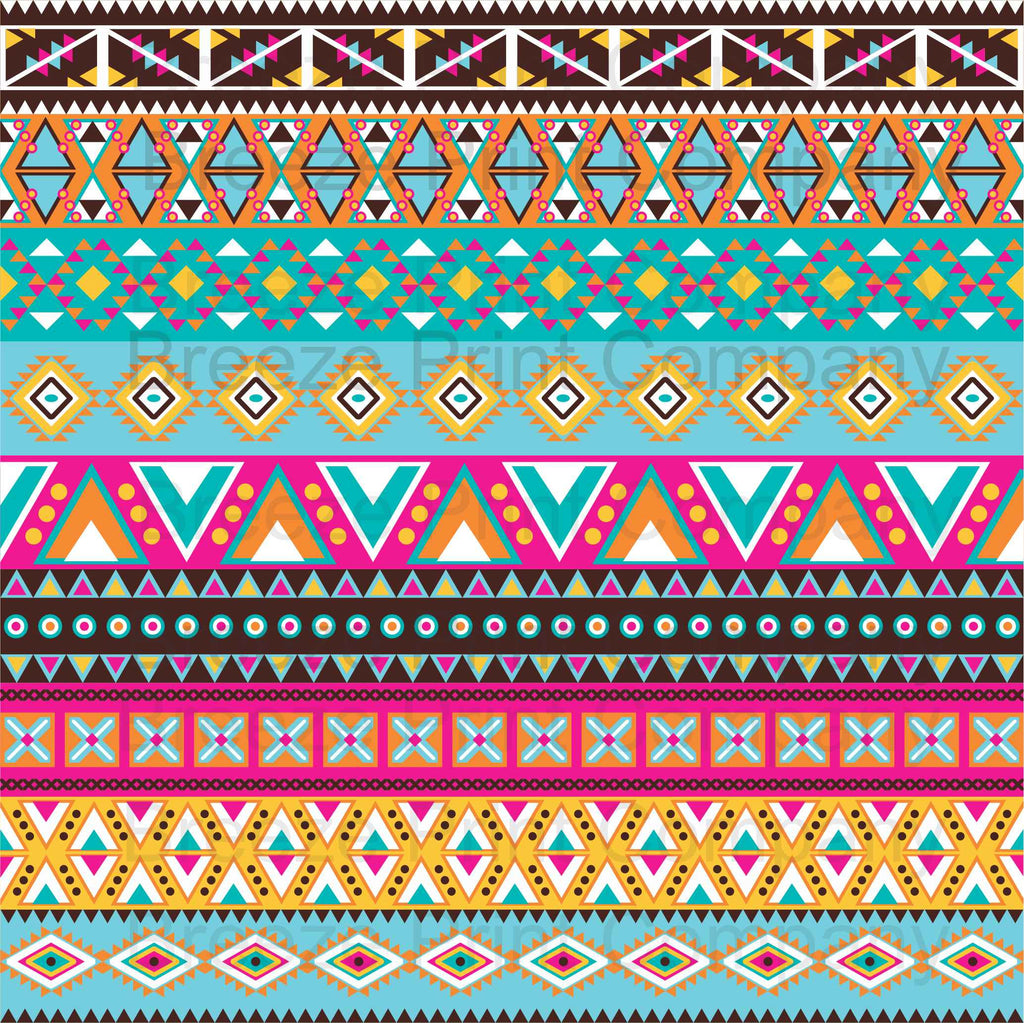 Magenta, brown, teal, aqua, yellow, orange Aztec tribal pattern craft vinyl - HTV -  Adhesive Vinyl -  Peruvian pattern HTV2104
