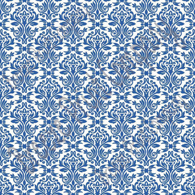 White and blue damask floral craft  vinyl - HTV -  Adhesive Vinyl -  HTV4206
