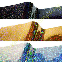 Holographic adhesive gloss permanent vinyl sheet sticky vinyl silver, gold and black galaxy metallized RTape VinylEfx Decorative Metal Flake