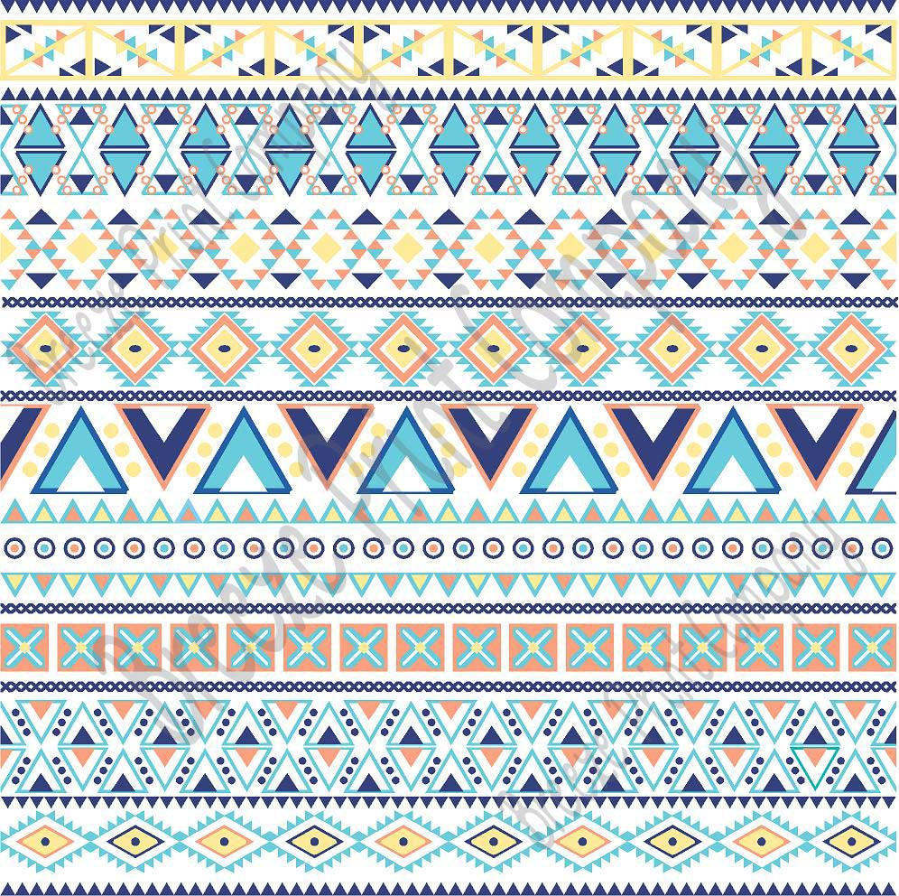 Peach, blue, yellow and white Aztec tribal pattern craft vinyl- HTV -  Adhesive Vinyl -  Peruvian pattern HTV2107