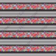 Flower stripes floral craft vinyl sheet - HTV -  Adhesive Vinyl -  floral poppy pattern printed vinyl  HTV7807 - Breeze Crafts